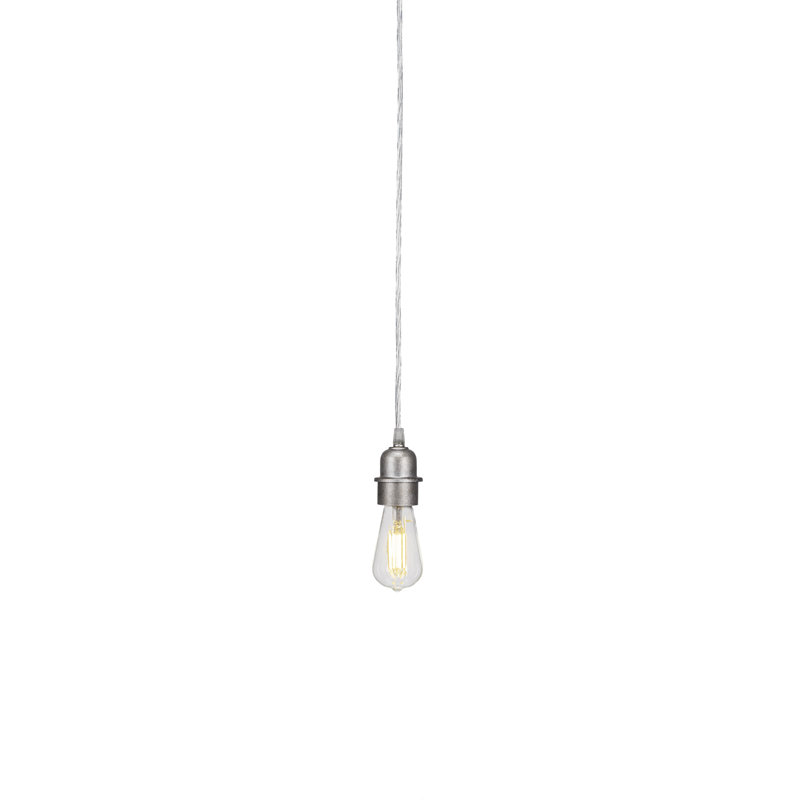 Mini-luminaire suspendu à cordon Albright au fini argent vieilli avec ampoule à DEL antique transparente