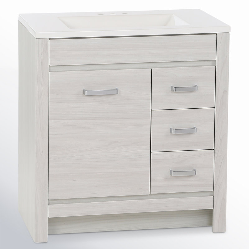 Meuble-lavabo simple 30,5 po avec plateau en marbre de culture, Orme, ciel