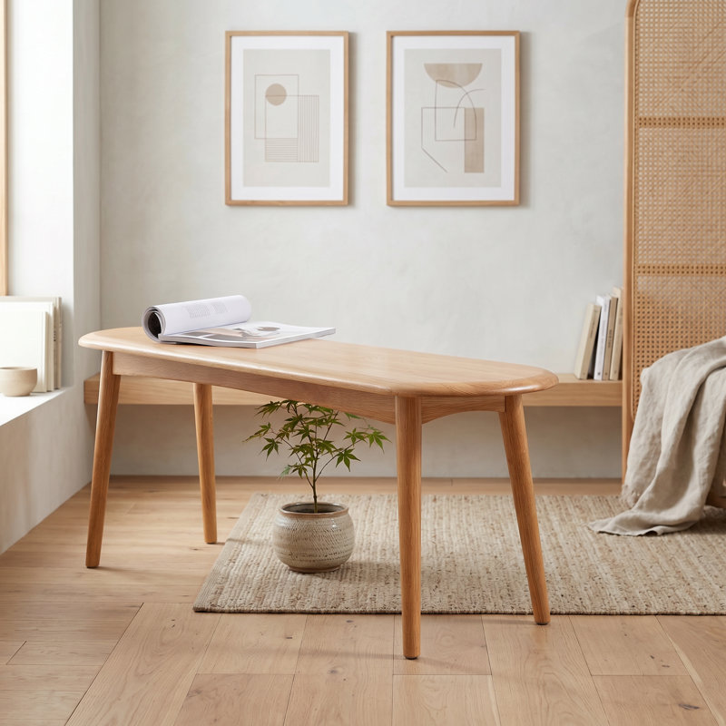  Passendale Kabree Wood Bench, 16.14" H x 47.24" W x 11.81" D, Oak
