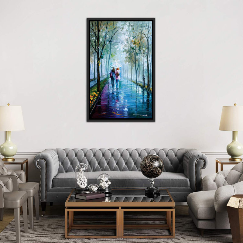 Reproduction d’art sur toile tendue, "promenade brumeuse" par Leonid Afremov, H 60 po x l 40po x P 1,5 po