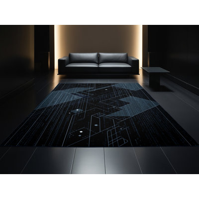 Tapis bleu moelleux doux et moelleux Adlai
