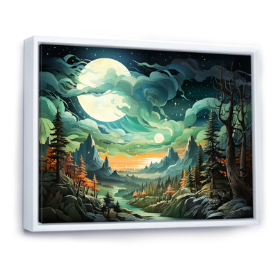 Montagne majestueuse, nuage, forêt I - forêt et rivière, art mural