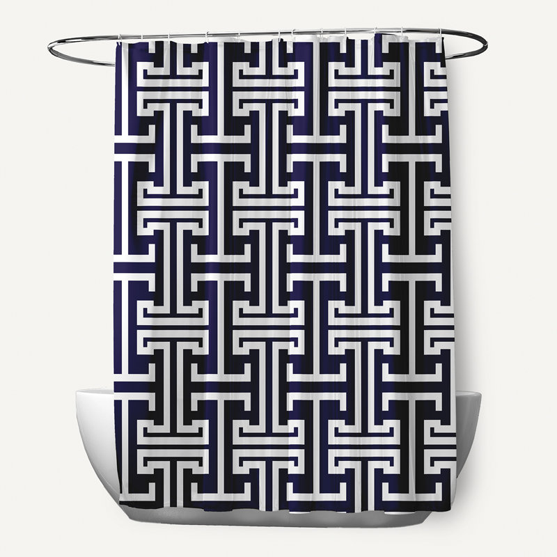 Rideau de douche simple, Bleu marine printanier