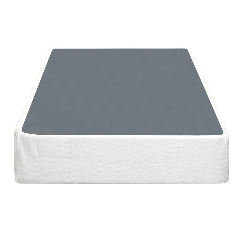 Base de matelas simple en métal noir et housse en tissu texturé - 8,5 po de hauteur, support à 12 lattes, facile à monter, capacité de poids de 350 lb, assemblage des éléments clés de la chambre à coucher, addition