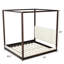 Lit plateforme à baldaquin en bois avec tête de lit tapissier, maison de campagne moderne, chambre à coucher-703657014-703657015