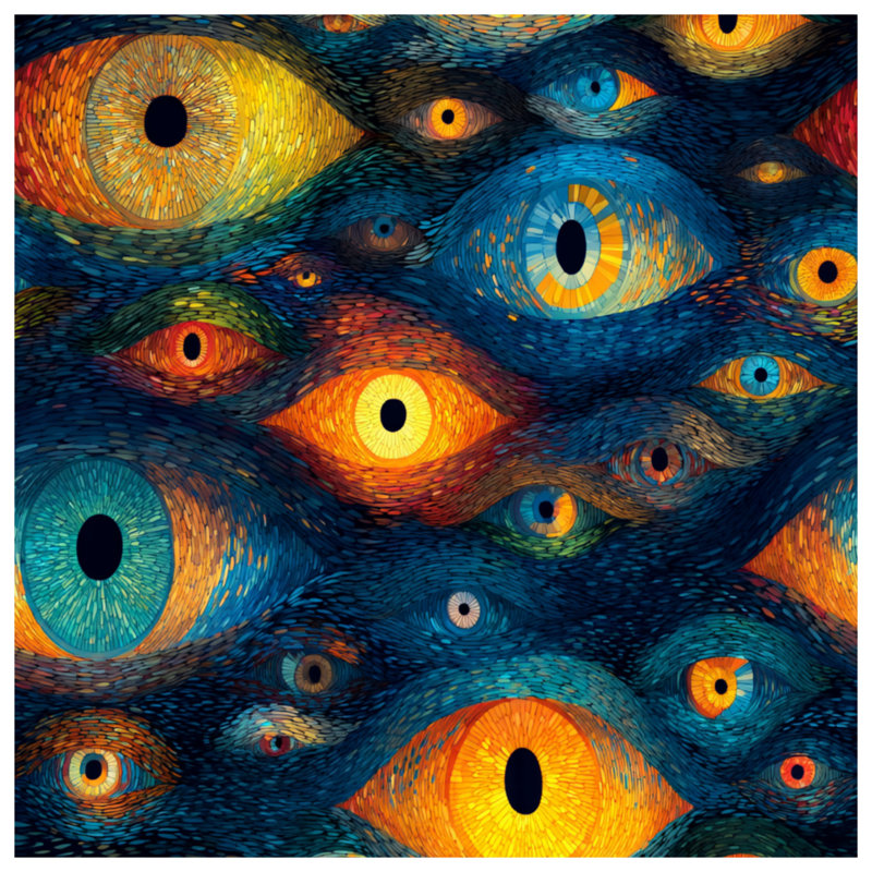 Tapisserie murale yeux - décoration murale abstraite, 50in H x60in W with 4 Grommets