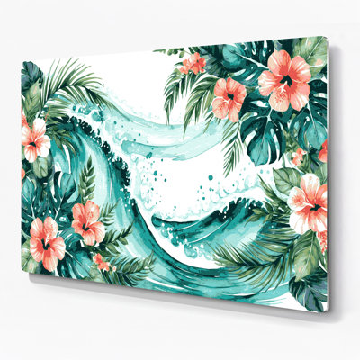 Coastal Tropical Border Green Metal Wall Art
