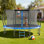 Trampoline d'extérieur, trampoline récréatif de 10 pi, trampolines homologuées ASTM avec filet d'enclos et coussin épaissi, capacité de poids maximale de 265 lb, trampolines antirouille pour enfants et adultes