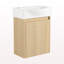 Ensemble de meuble-lavabo de salle de bain 16 po pour petit espace, petit meuble-lavabo moderne avec lavabo en céramique, ensemble d'armoire pour petit lavabo de salle de bain, chêne