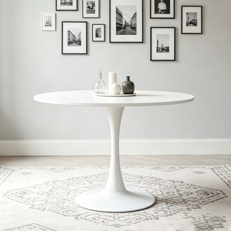 Modern Round Dining Table, White, 29.1'' H X 31.5'' W X 23.6'' D