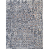 Hand Knotted Wool Area Rug in Grey And Silver