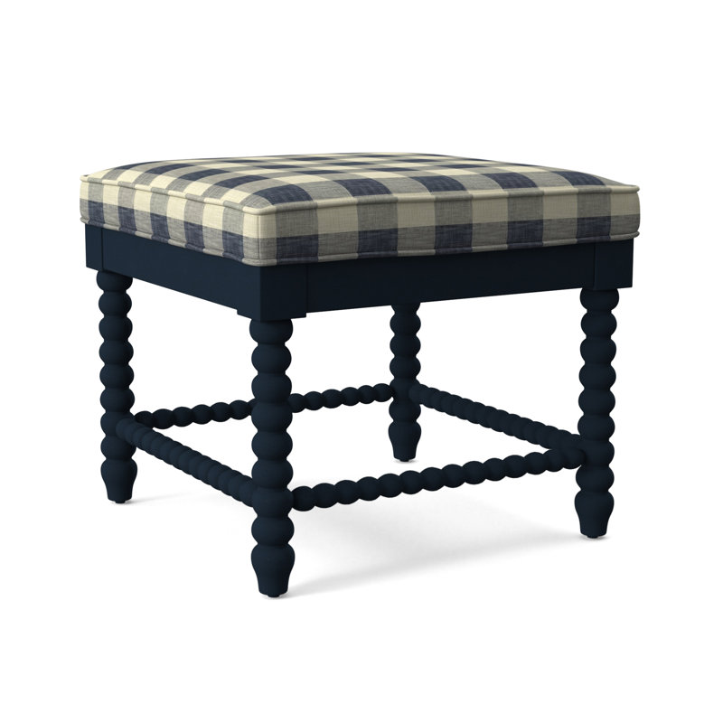 Lind Island Upholstered Bench, Sunbrella Blue Pinstripe; 6205-64, Navy Finish
