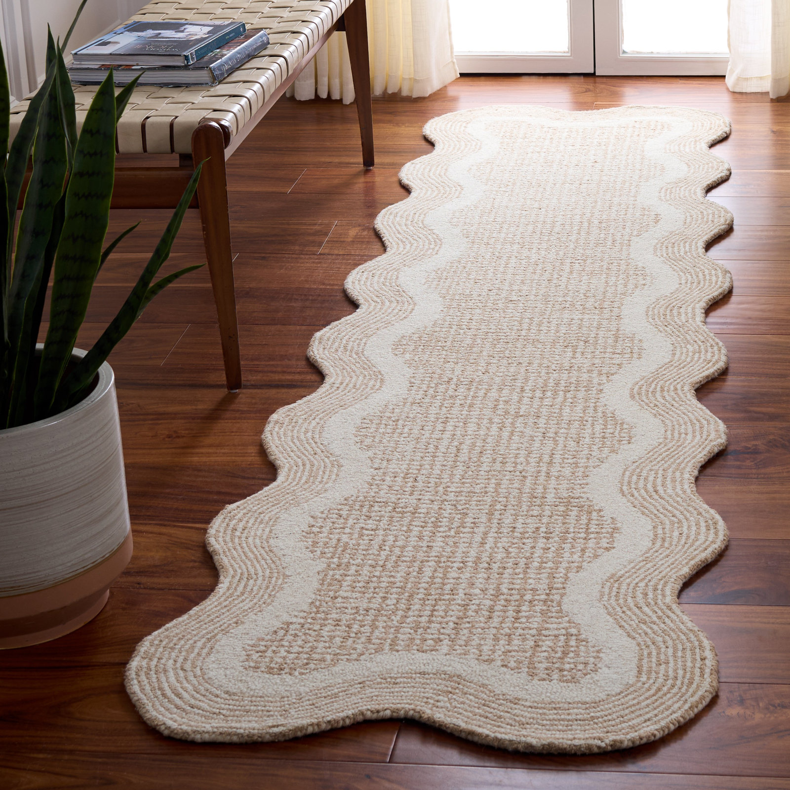 Hand-Tufted Geometric Wool Rug, Runner 2'3" x 9'
