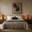 Lampe de table en rotin bronze antique