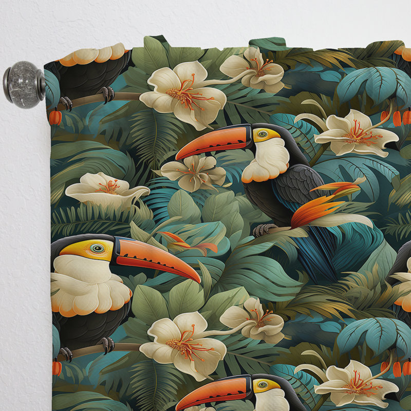 Tapisserie Toucan - motif tropical II - Rideau tropical - Velours obscurcissant - 1 panneau, L 52 po x L 95 po