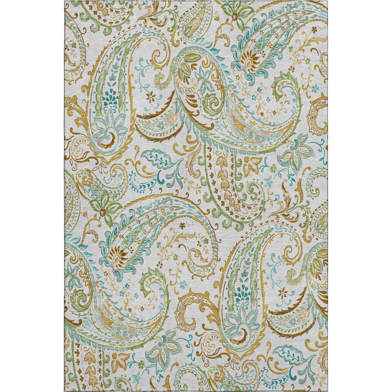 Tapis ivoire Cerrito AMF533 lavable à la machine de qualité supérieure, Rectangle 9 pi x 12 pi