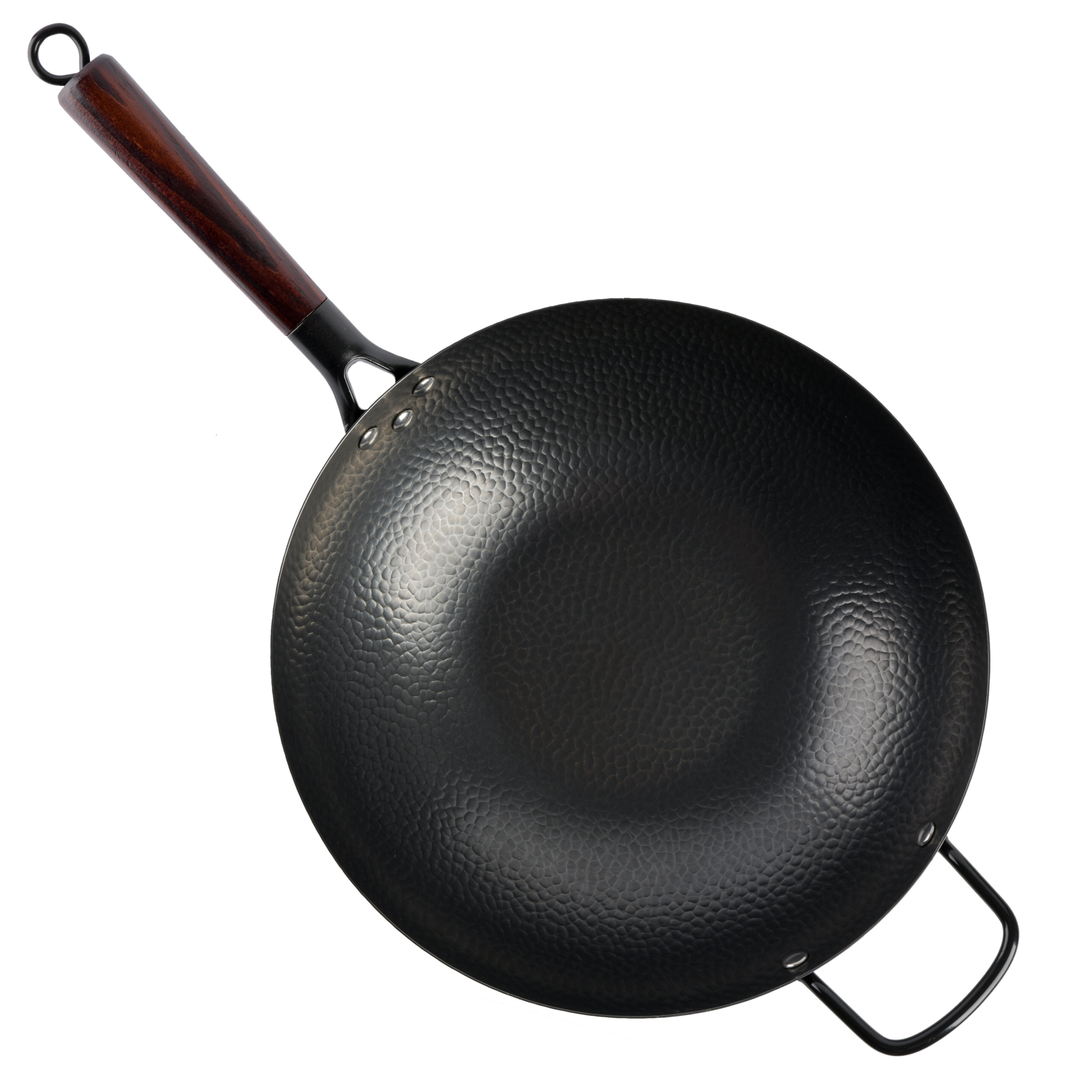 13,5-inch Pre-Seasoned Black Carbon Steel Wok with Flat Bottom