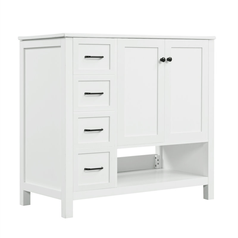 Stellamae 36'' Single Bathroom Vanity with Ceramic Top, White