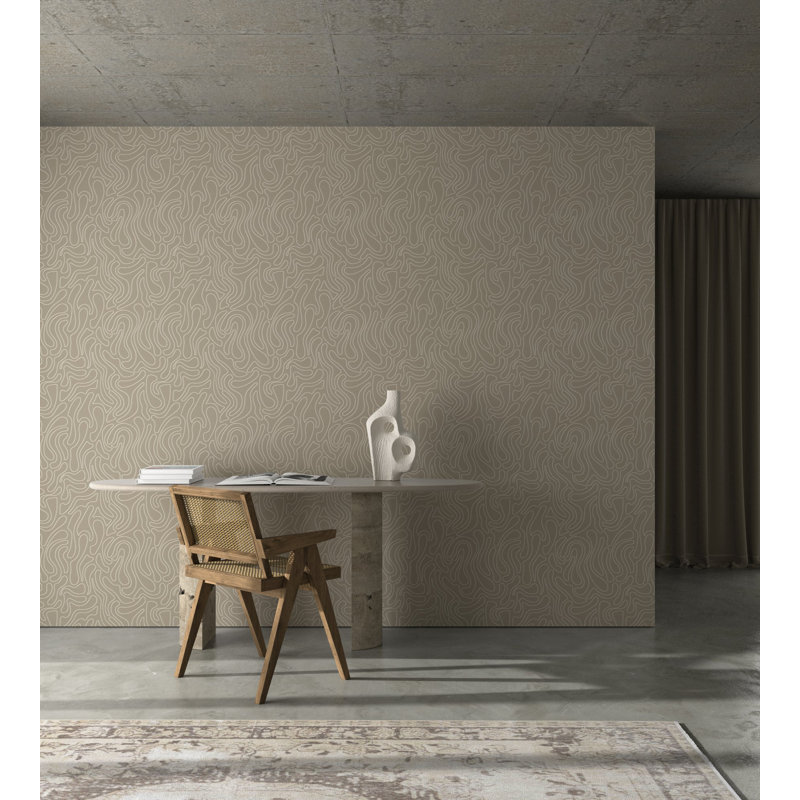 Aire - Papier peint taupe par Sabrina Yvonne, Papier
