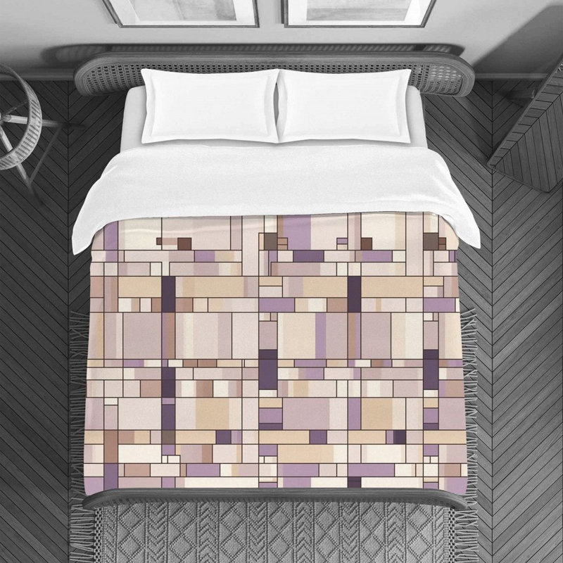 Seriguela Mondrian Geometric Machine Printed Duvet Cover, Twin Duvet Cover
