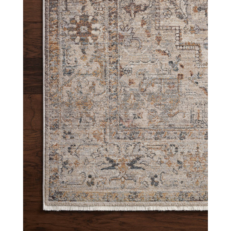 Tapis naturel / doré Loloi Lyra, Rond 7 pi 10 po
