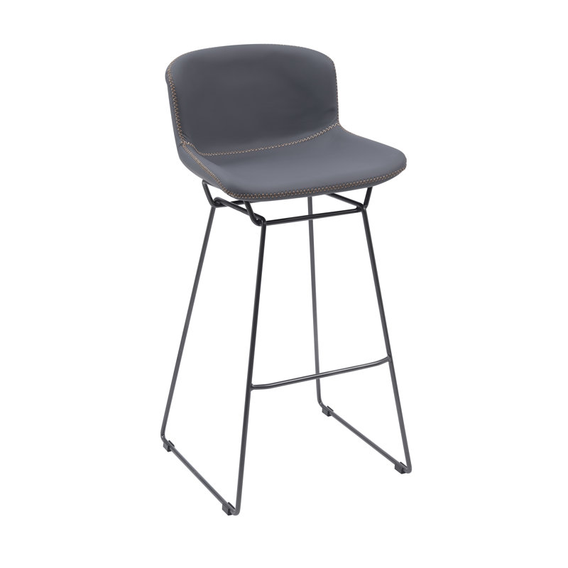 Upholstered Grey Bar Stool , 76.5cm, 4 Leg Metal Frame, Kitchen Counter Stool, Set of 2 , Tan