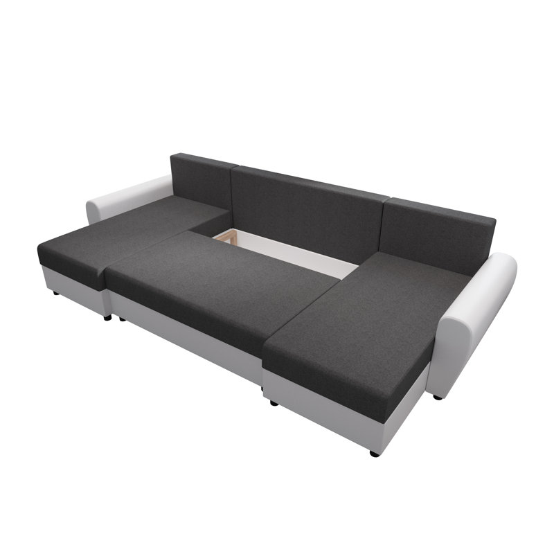 Shylea 3 Seater Corner Sofa , Gray/White - Sawana05/PU white