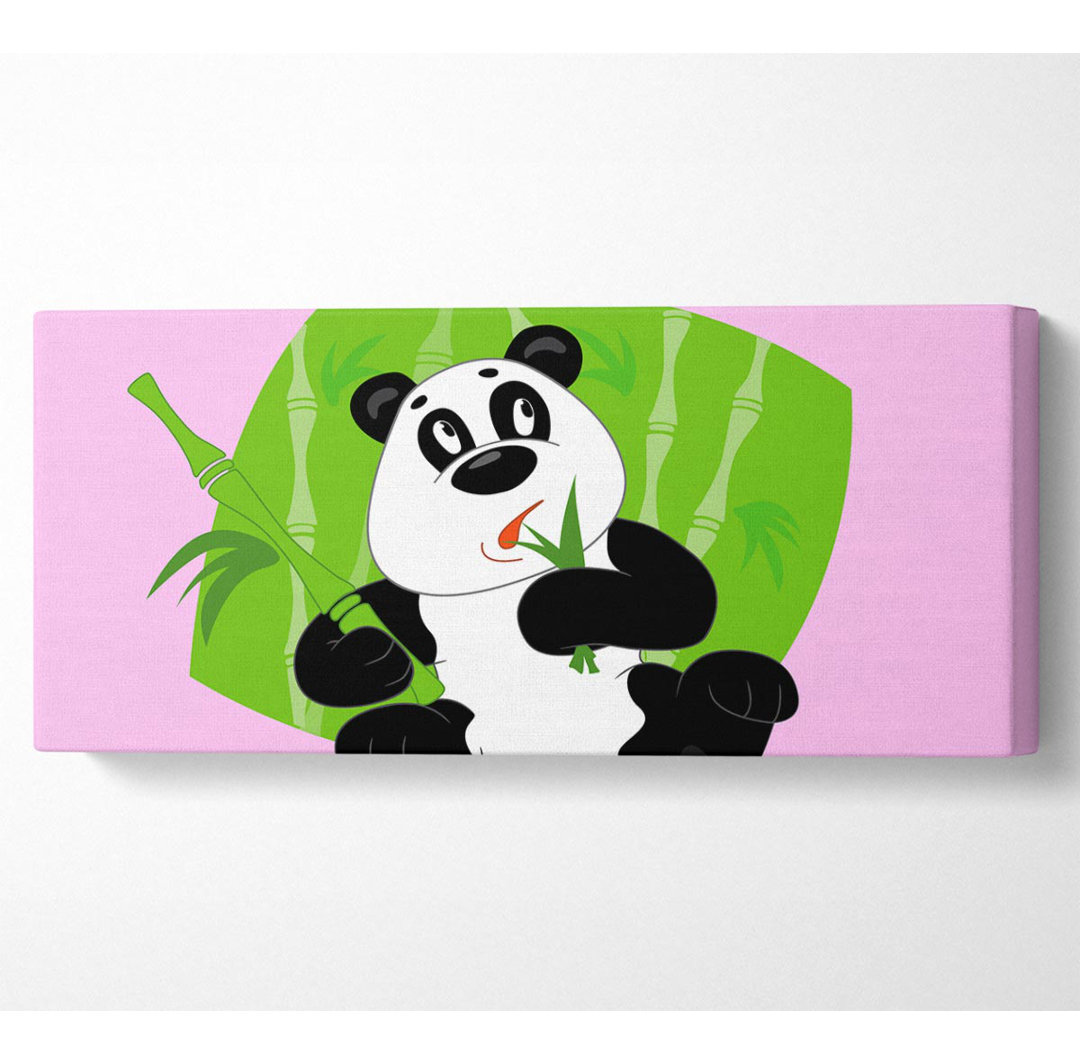 Panda frisst Bambus Rosa - Leinwanddrucke im Wrapped Format