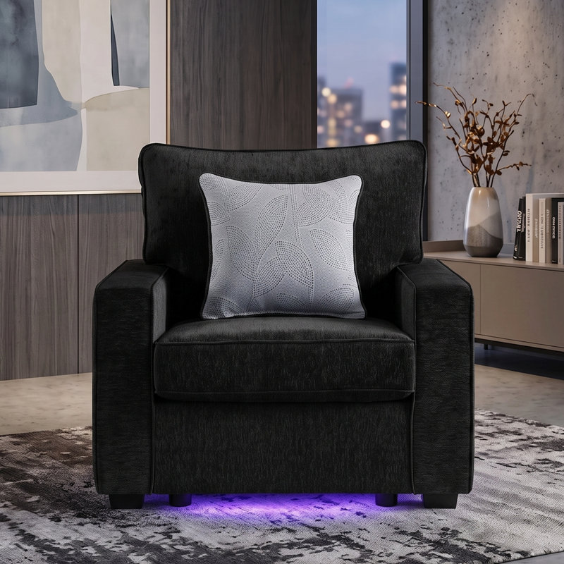 Gita 3 pièces noire, 3 Pieces: Loveseat, Sofa, Chair, Black