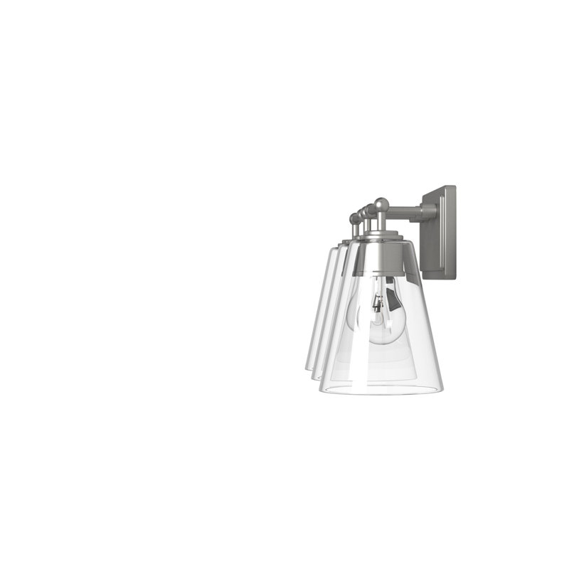 Dimmable Vanity Light, Brushed Nickel, Clear Glass, 3