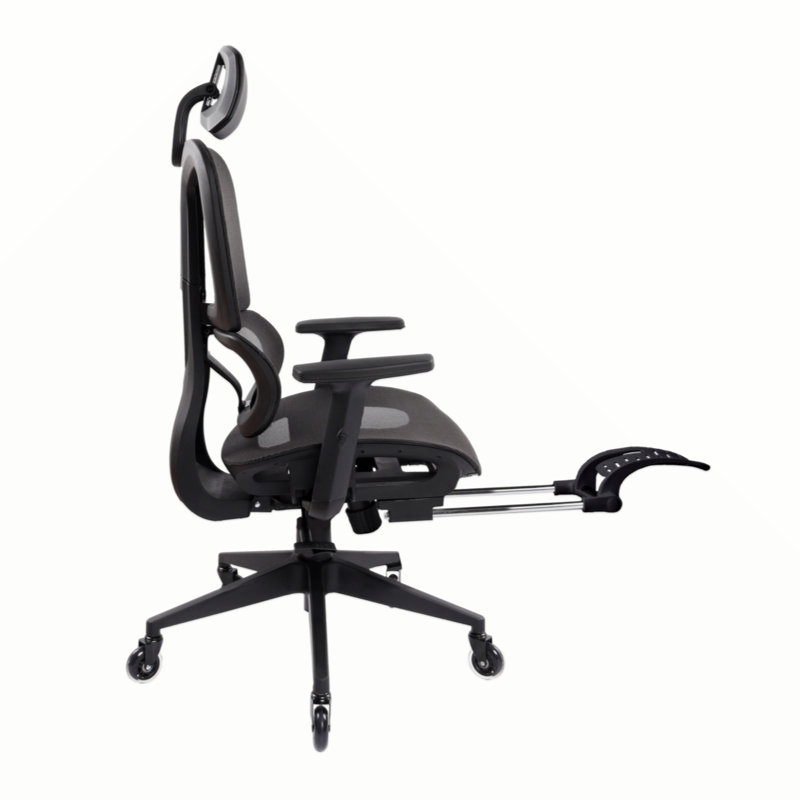 Black Ergonomic Mesh Office Chair with Adjustable Arms and Footrest