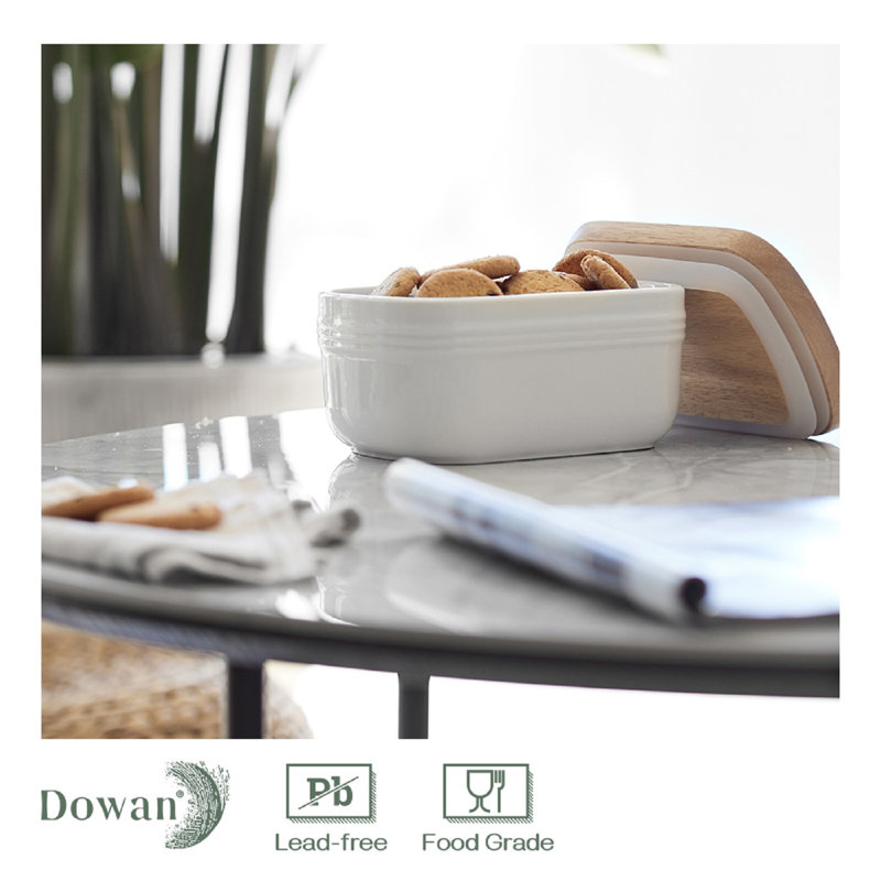 Beurrier en porcelaine avec couvercle DOWAN