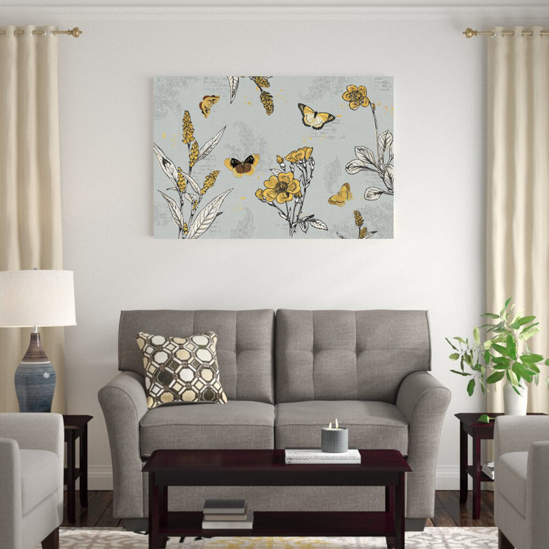 «Harvest Fields I Gray» par Katie pertiet, reproduction d'art sur toile tendue, H 32 po x l 48 po