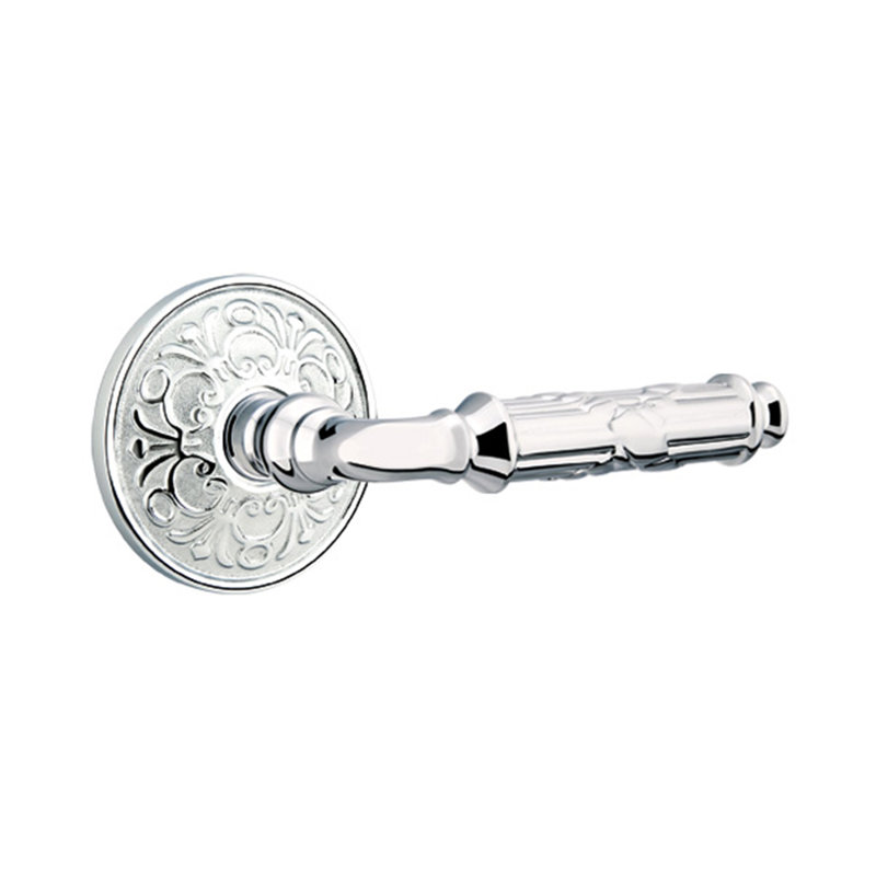 Round Privacy (Bed & Bath) Door Lever with Round Rosette, Right, Bright Brass