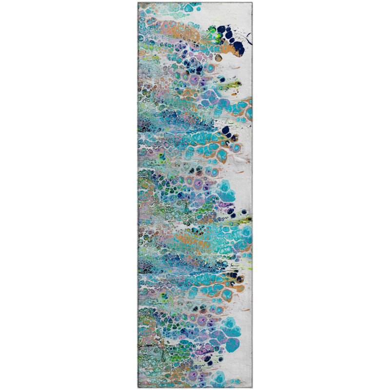 Premium Machine Washable Fayina AMF65 Mermaid 1'8" x 2'6" Rug, Runner 2'3" x 7'6"