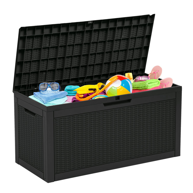 Boîte de rangement en rotin 60 gallons, Noir, noir, noir, noir