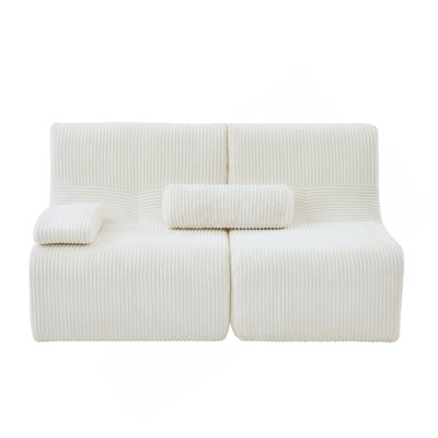 Modern Sectional Sofa 63.7" Boneless Sofa Couch Cozy Sofa Loveseat Sofa  for Living Room, Beige