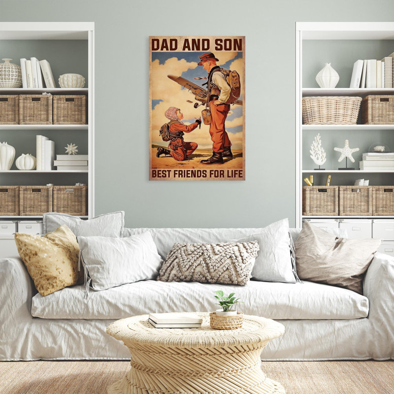 "Dad and Son Best Friends For Life" - 1 pièce, impression sur toile, "Dad and Son Best Friends For Life"