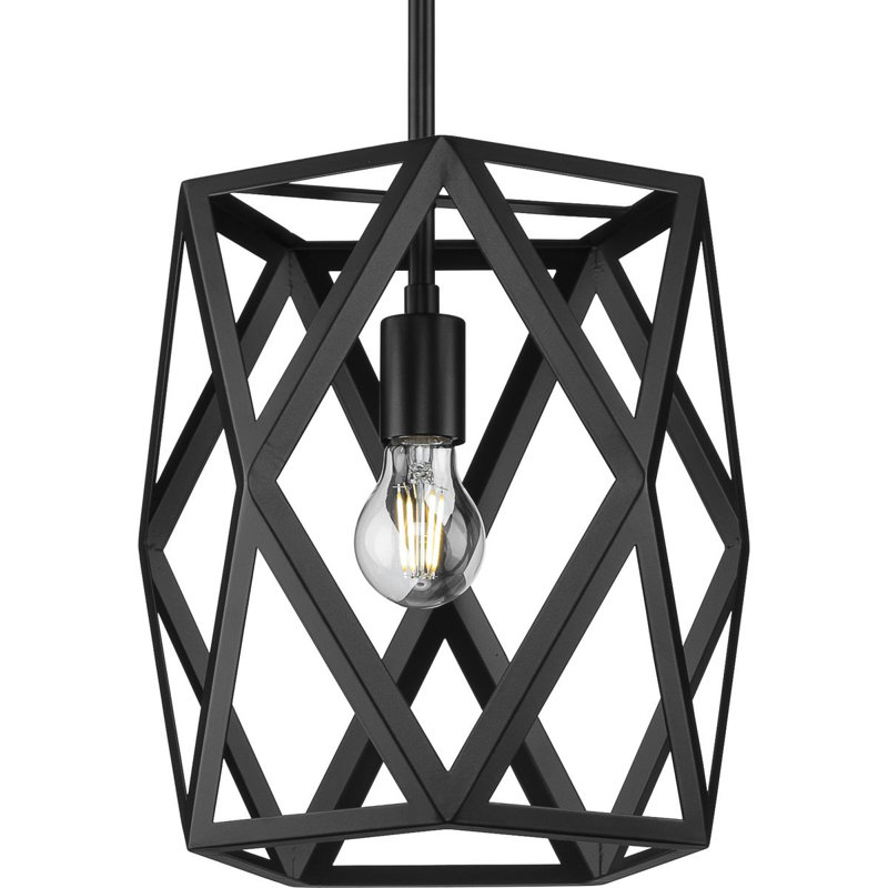 Luminaire suspendu géométrique 1 lumière Galyna, Noir mat