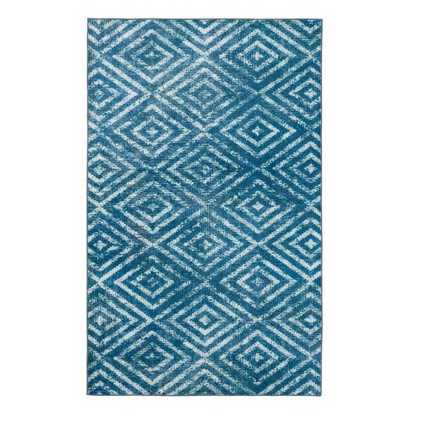 Union Rustic Andresen Machine Tufted Performance Teal Rug | Wayfair