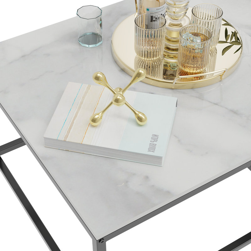 Stone Top Nesting Coffee Table, White