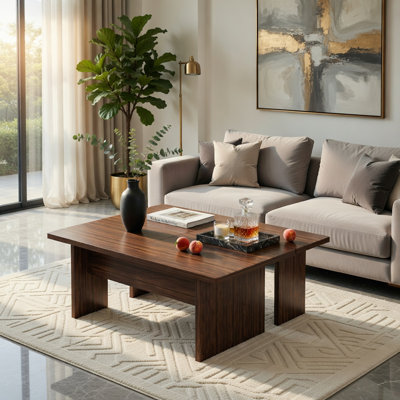 Ensemble de 2 tables basses modulaires en forme de L Hommoo, noyer