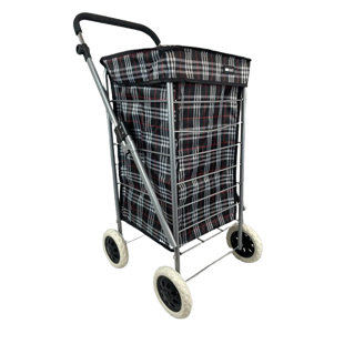 4 WHEEL SHOPPING TROLLEY - RED TARTAN