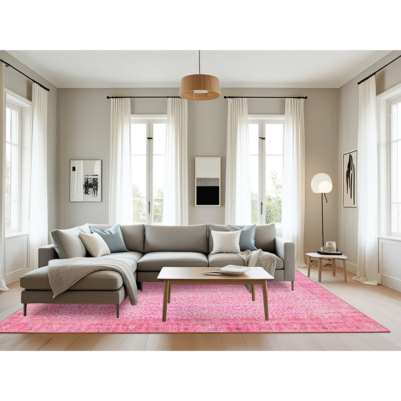 Tapis contemporain rose, Rectangle 8 pi x 12 pi