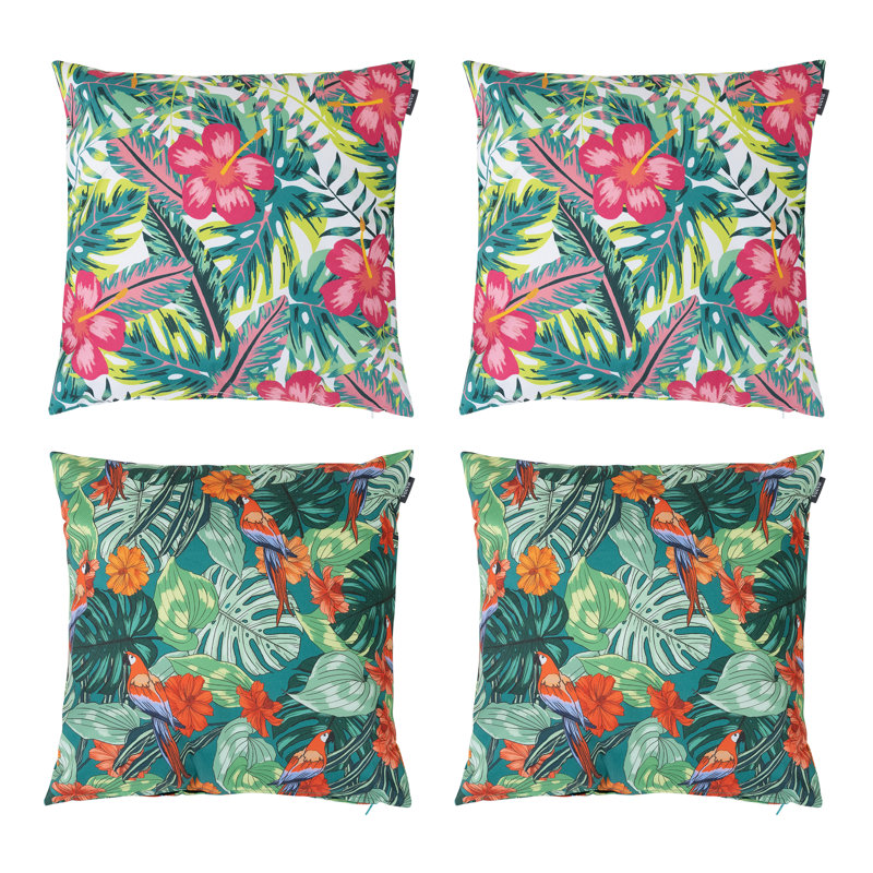Indoor / Outdoor Floral Multi Square Throw Cushion With Filling