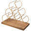 6 Bottle Metal/ Solid Wood Tabletop Wine Bottle Rack in Brass 