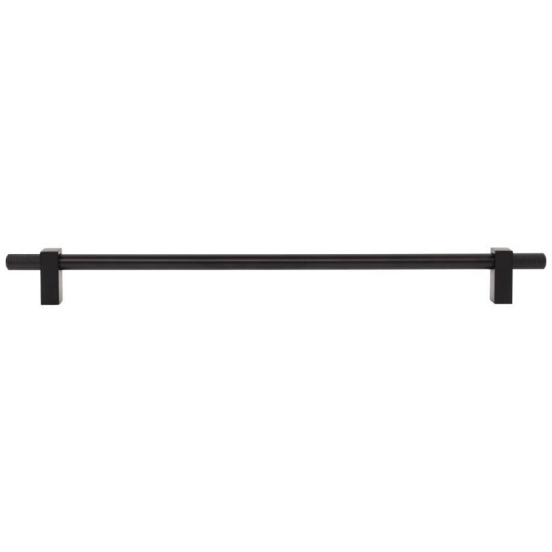 Larkin 4 Knurled Ends Bar Pull, Matte Black, 12"