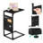 Black C-Shaped Side Table with Storage Pockets 2-Pack