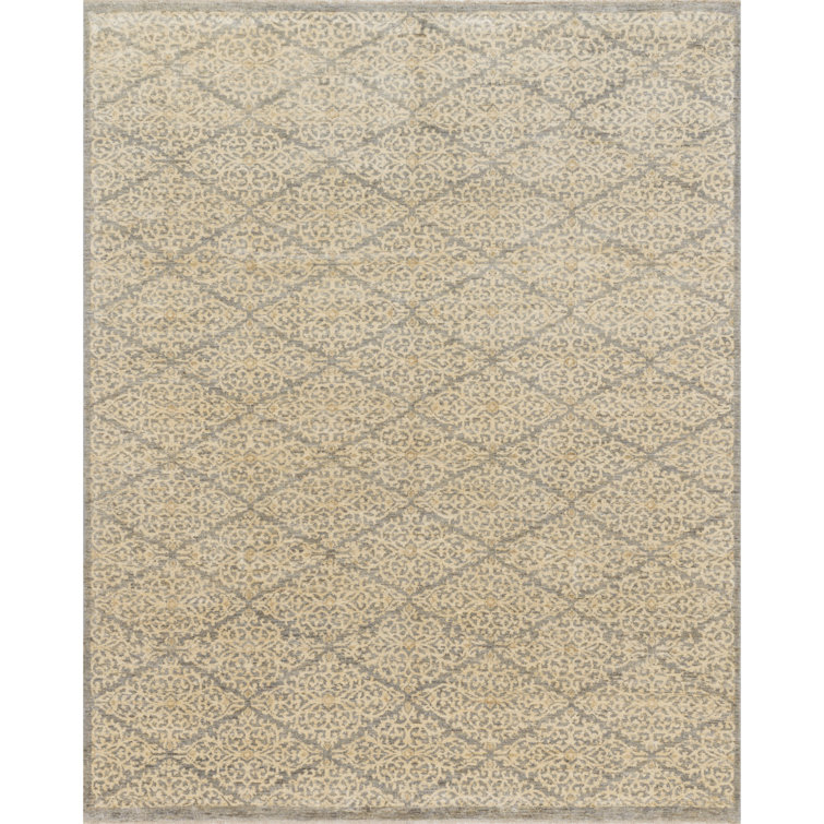 Claussen Hand Knotted Wool Damask Area Rug