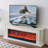 Beige Solid Wood TV Cabinet Heating Fireplace